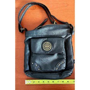 Women's Stone & Co Purse Leather Crossbody purse distresed corner. Black